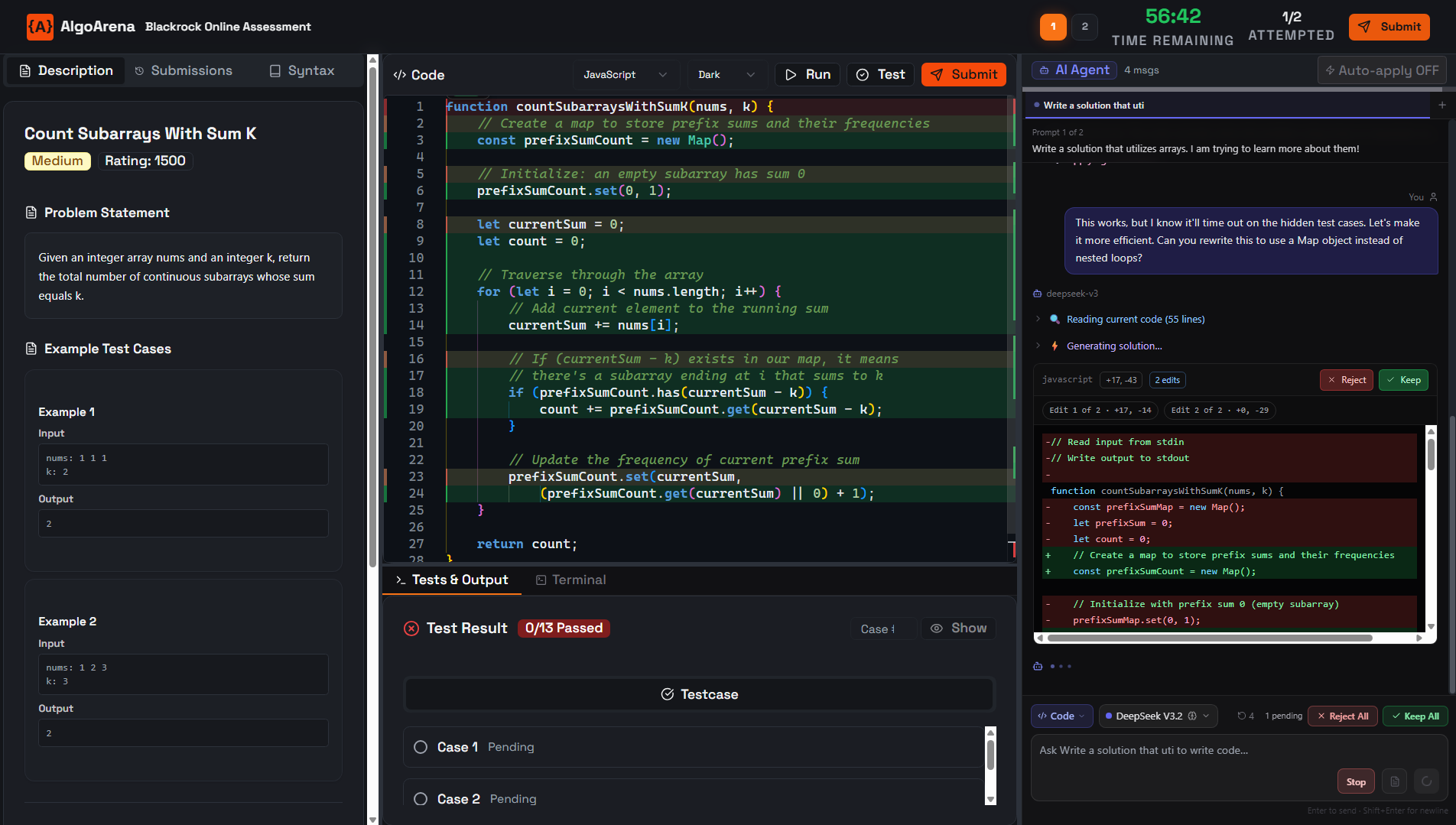 AlgoArena Online Assessment Mode